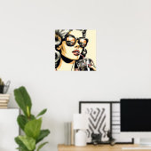 Pop Art Comic Buch Hübsche Frau Drink Soda Poster (Heimbüro)