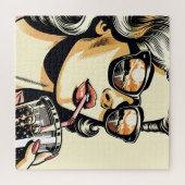 Pop Art Comic Buch Hübsche Frau Drink Soda Puzzle (Horizontal)