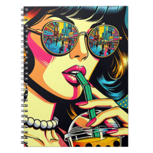 Pop Art Comic Buch Hübsche Frauen trinken Boba