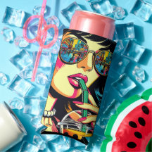 Pop Art Comic Buch Hübsche Frauen trinken Boba