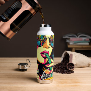 Pop Art Comic Buch Hübsche Frauen trinken Boba Trinkflasche