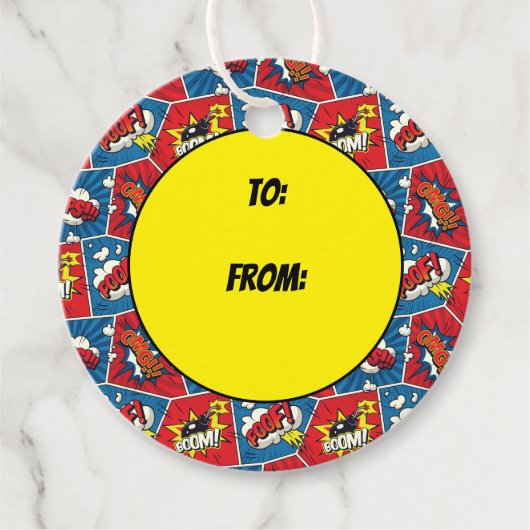 Pop Art Comic Buchführungen Geschenkanhänger (Vorderseite)