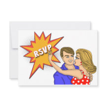 Pop Art Comic Buchübersicht Hochzeitstippkarte