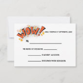 Pop Art Comic Buchübersicht Hochzeitstippkarte RSVP Karte (Rückseite)