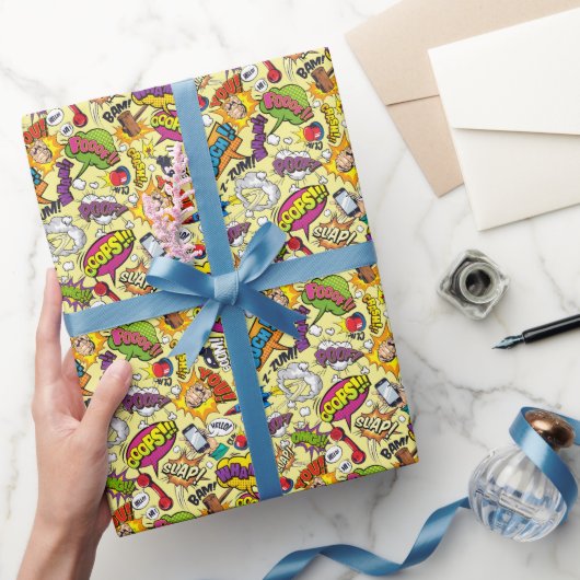 Pop Art Comic Burst Wrapping Paper Geschenkpapier (Schenken)