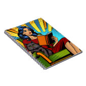 Pop Art Comic Frauen lesen mit Katze Notizblock (Rechte Seite)
