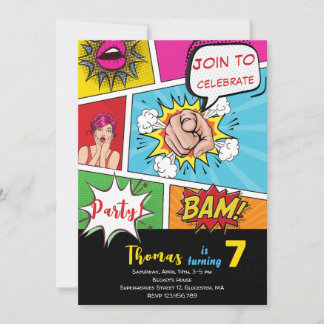 Pop Art Comic Geburtstag Einladung