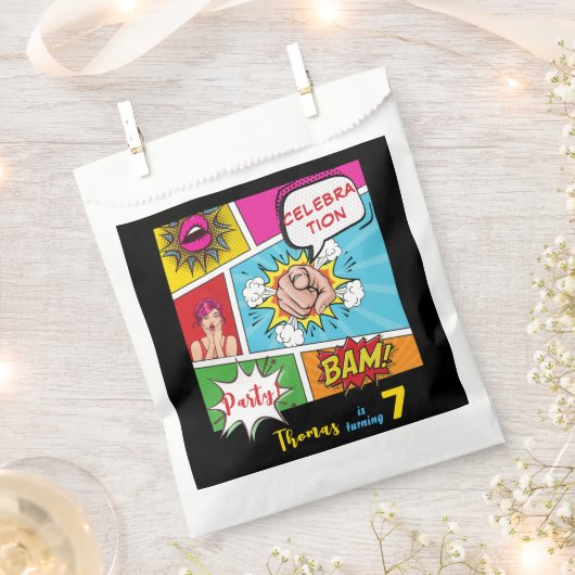 Pop Art Comic Geburtstag Geschenktütchen (Ausgeschnitten)