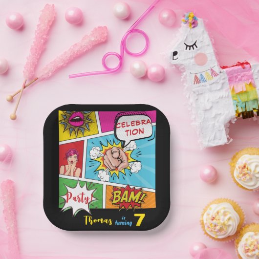 Pop Art Comic Geburtstag Pappteller (Party)