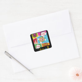 Pop Art Comic Geburtstag Quadratischer Aufkleber