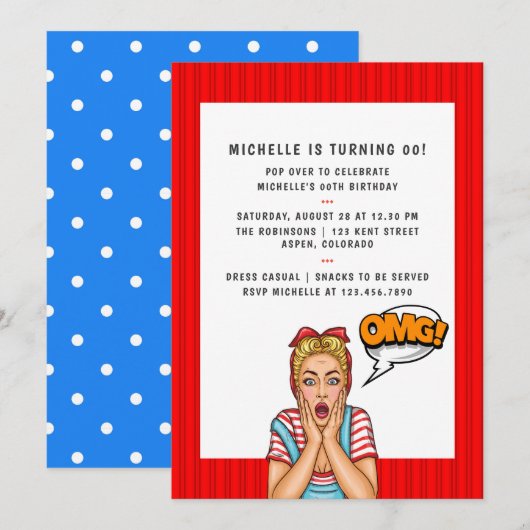 Pop Art Comic Geburtstagsparty Einladung (Vorne/Hinten)
