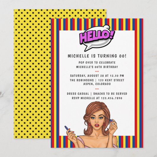 Pop Art Comic Geburtstagsparty Einladung (Vorne/Hinten)