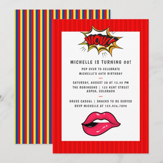 Pop Art Comic Geburtstagsparty Einladung (Vorne/Hinten)