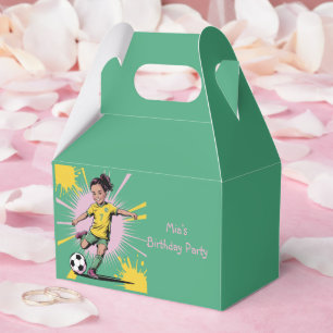 Pop Art Comic Girl's Fußball Geburtstagsparty Geschenkschachtel