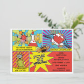 Pop Art Comic Hochzeit Einladung (Stehend Vorderseite)