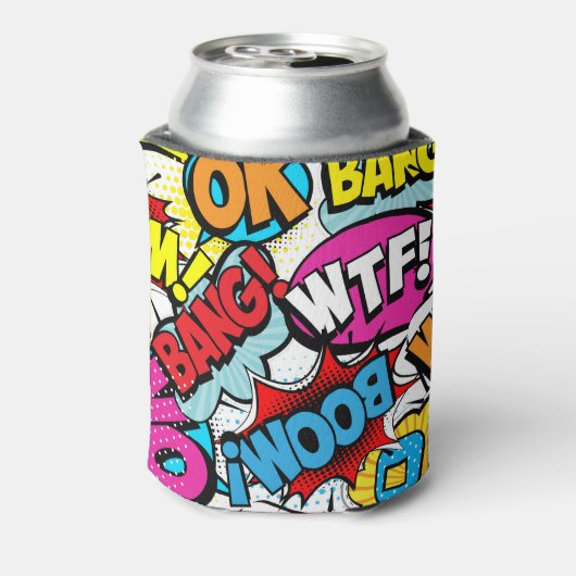 Pop Art Comic: Retro Nahtloses Muster Dosenkühler (Kanne Rückseite)