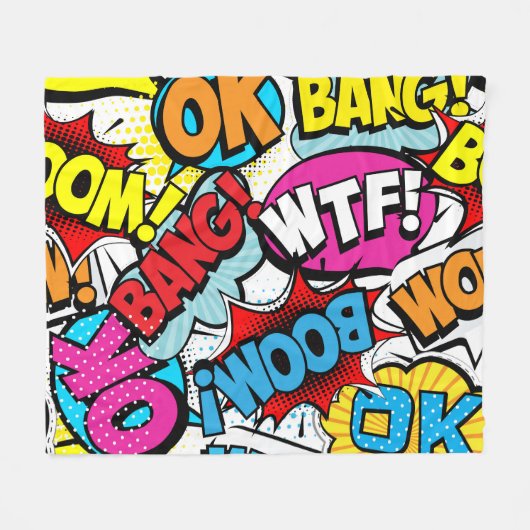 Pop Art Comic: Retro Nahtloses Muster Fleecedecke (Vorderseite (Horizontal))