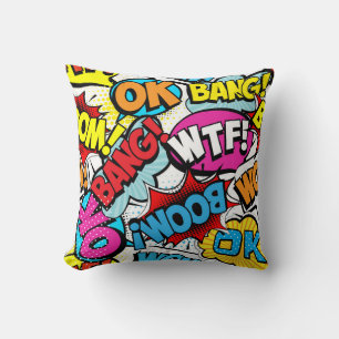 Pop Art Comic: Retro Nahtloses Muster Kissen