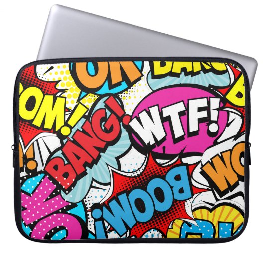 Pop Art Comic: Retro Nahtloses Muster Laptopschutzhülle (Vorderseite)