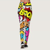 Pop Art Comic: Retro Nahtloses Muster Leggings (Rückseite)
