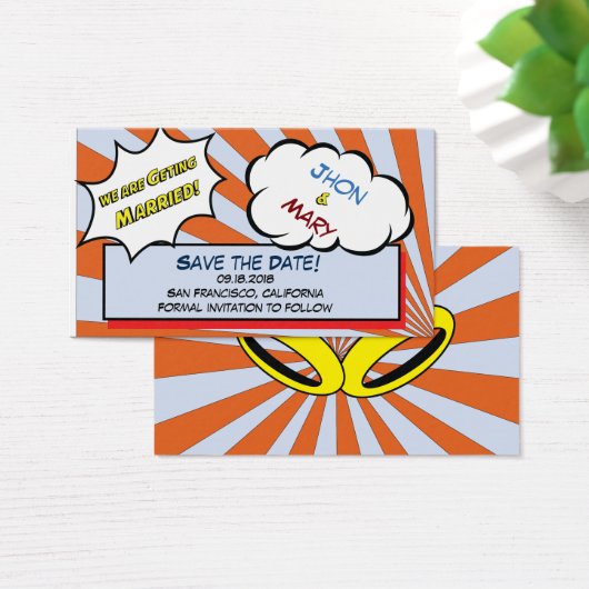 Pop Art Comic Save the Date (Schreibtisch)