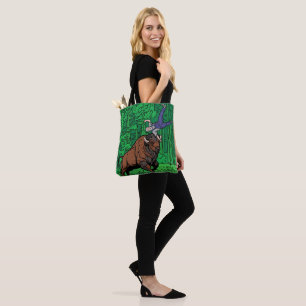 Pop-Art-Comic-Stil-Bison-wirft-Mann-Rasterdruck Tasche