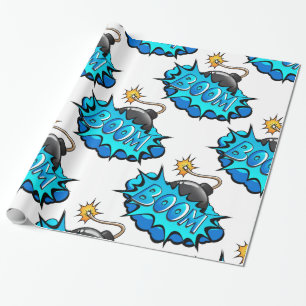 Pop-Art-Comic-Stil-Bomb Boom! Geschenkpapier