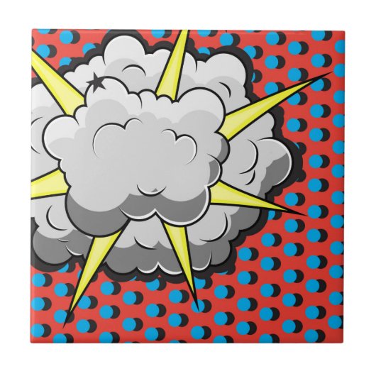 Pop-Art-Comic-Stil-Explosion Fliese (Vorderseite)
