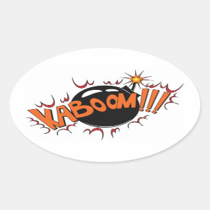 Pop-Art-Comic-Stil KaBoom! Ovaler Aufkleber