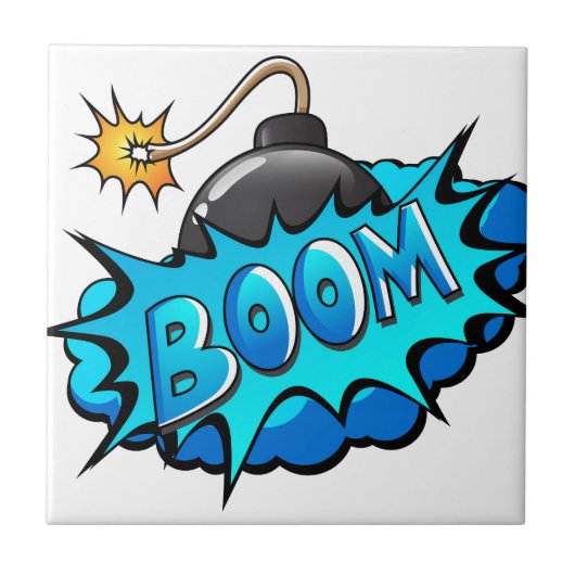 Pop Art Comic Style Bombe Boom! Fliese (Vorderseite)