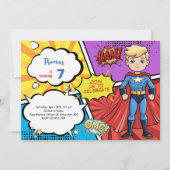 Pop Art Comic Superheld Geburtstag Einladung (Vorderseite)