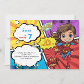 Pop Art Comic Superheldin Geburtstag Einladung (Vorderseite)
