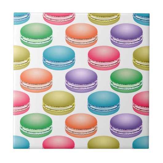 Pop Art Cookies Farbige Macarons Fliese (Vorderseite)