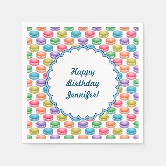 Pop Art Cookies Farbige Macarons Serviette (Vorderseite)