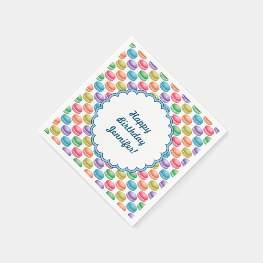 Pop Art Cookies Farbige Macarons Serviette (Ecke)