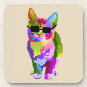 Pop Art cool Cat Kitty Art Getränkeuntersetzer (Vorderseite)