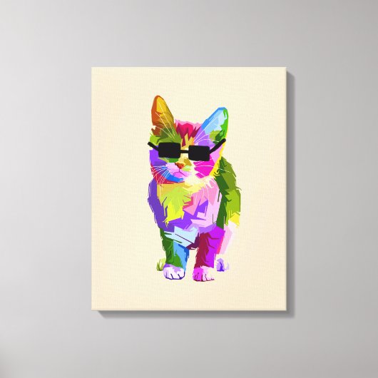 Pop Art cool Cat Kitty Art Leinwanddruck (Vorderseite)