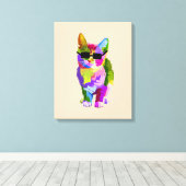 Pop Art cool Cat Kitty Art Leinwanddruck (Insitu (Holzboden))