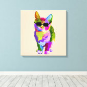 Pop Art cool Cat Kitty Art Leinwanddruck (Insitu (Holzboden))