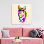 Pop Art cool Cat Kitty Art Leinwanddruck (Insitu (Wohnzimmer))