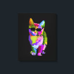 Pop Art cool Cat Kitty Art Leinwanddruck<br><div class="desc">Ein cooles künstlerisches Design einer farbenfrohen Katze mit Sonnenbrille im Pop Art Stil. Für Katzenliebhaber.</div>
