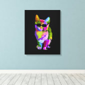Pop Art cool Cat Kitty Art Leinwanddruck (Insitu (Holzboden))