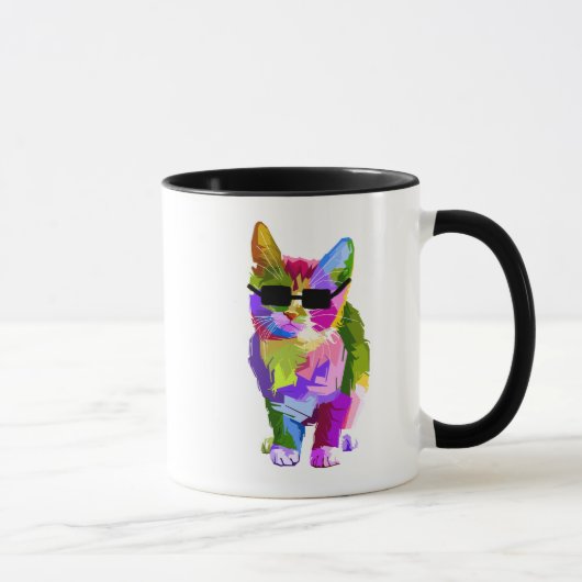 Pop Art cool Cat Kitty Art Tasse (Rechts)