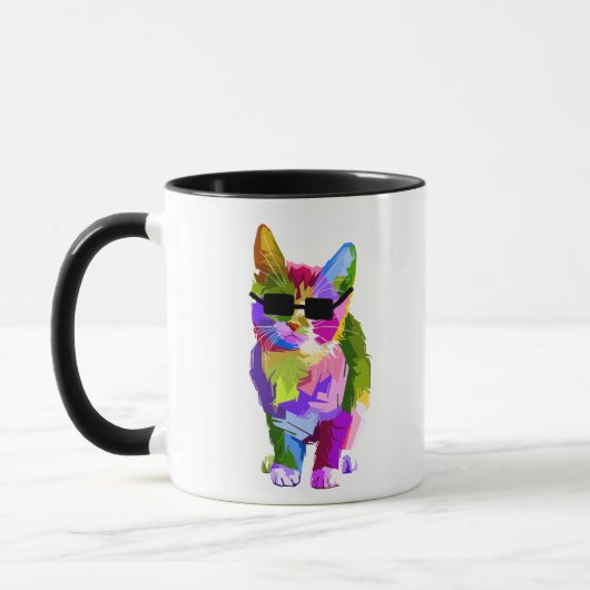 Pop Art cool Cat Kitty Art Tasse (Links)