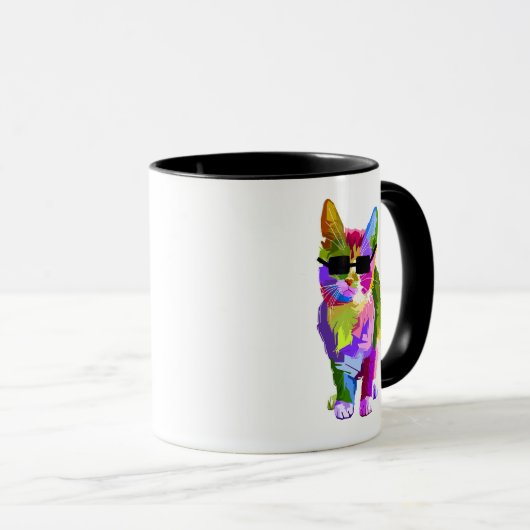 Pop Art cool Cat Kitty Art Tasse (VorderseiteRechts)