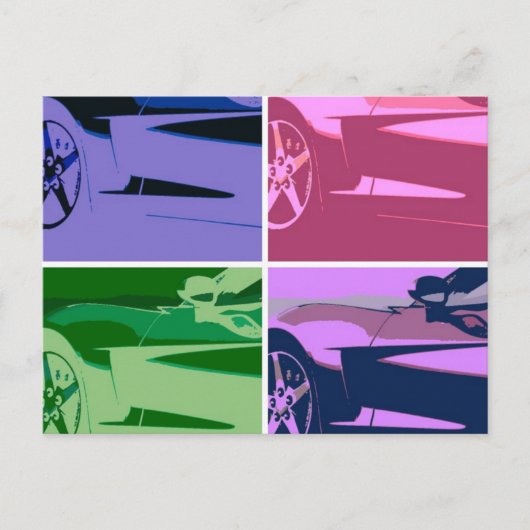 Pop Art Corvettes Postkarte (Vorderseite)