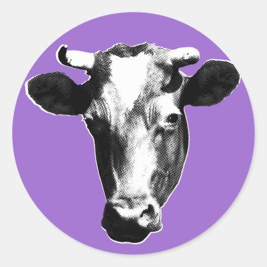 Pop Art Cow Runder Aufkleber (Vorderseite)