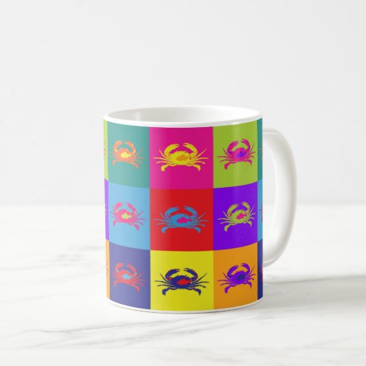 Pop Art Crab Muster farbenfroh Kaffeetasse (VorderseiteRechts)