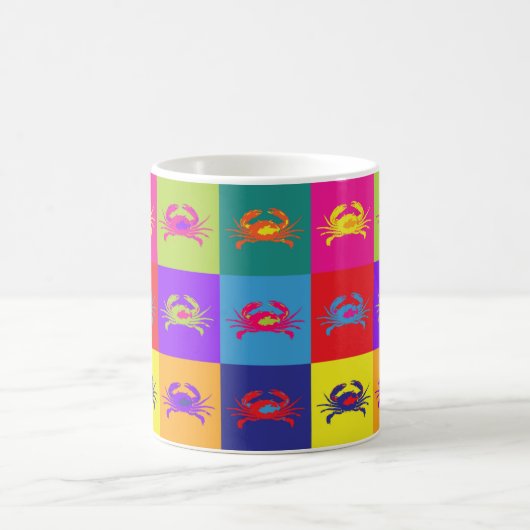 Pop Art Crab Muster farbenfroh Kaffeetasse (Mittel)