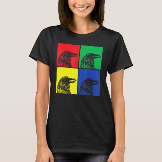 Pop Art Crow Forest Animal Creepy Bird Gothic Rave T-Shirt (Vorderseite)